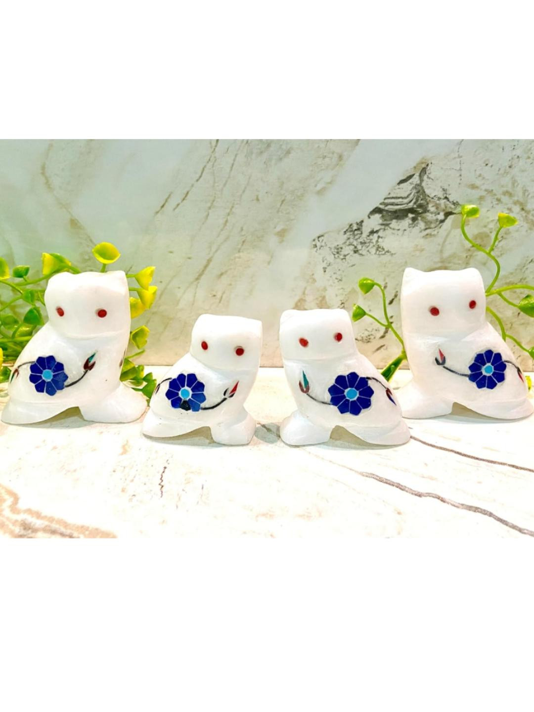 Altaica Set of 4 Blue Gemstone Owl Figurine