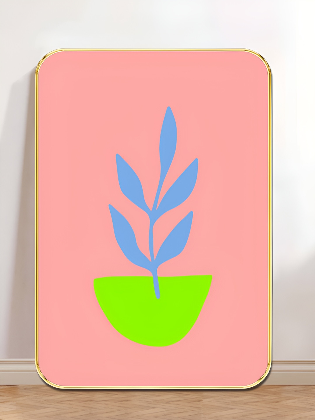 Livin'luxe Pink & Blue Playful Abstract Plant Wooden Wall Art