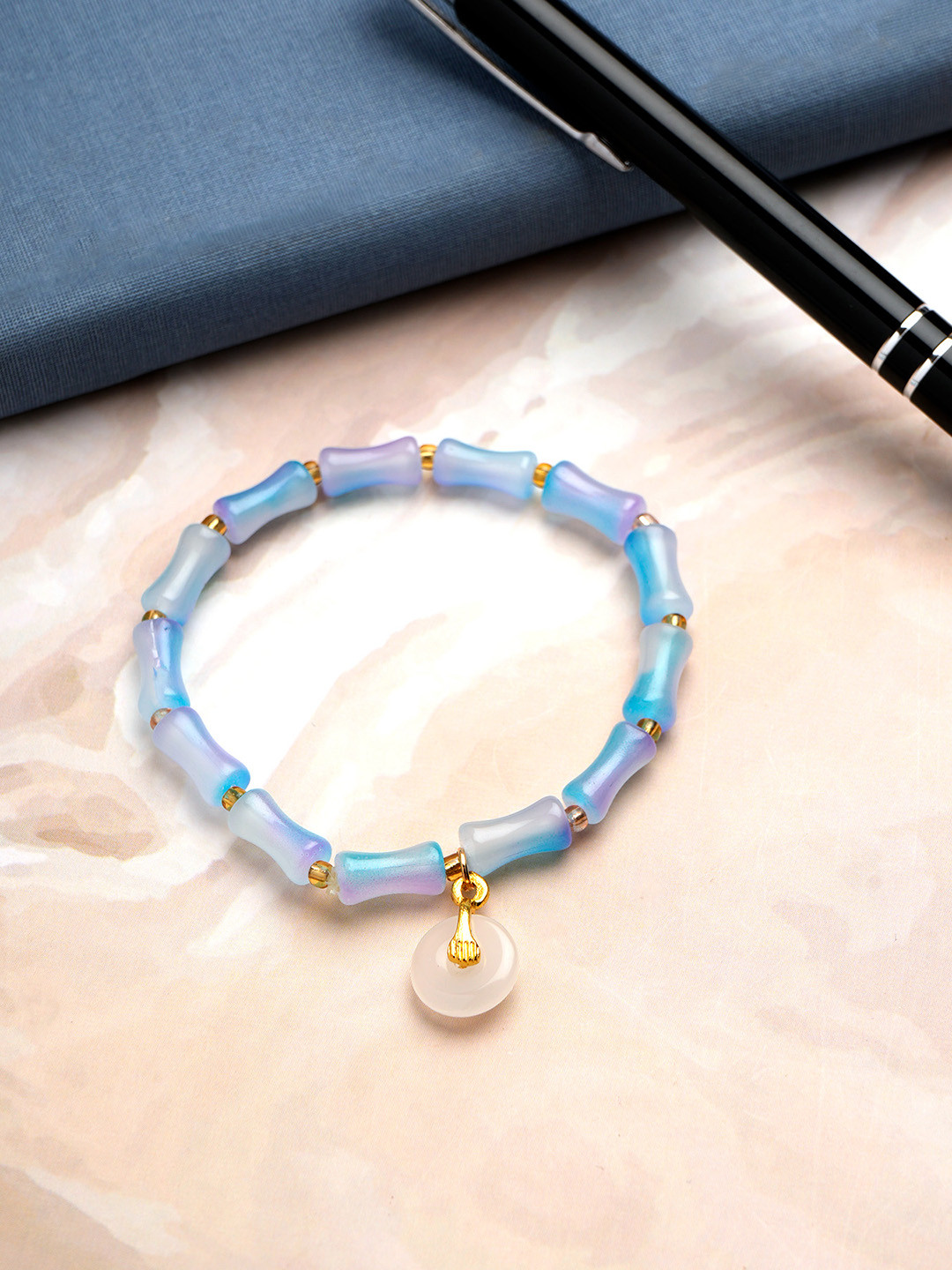 Archies Blue Wave Golden Charm Bracelet