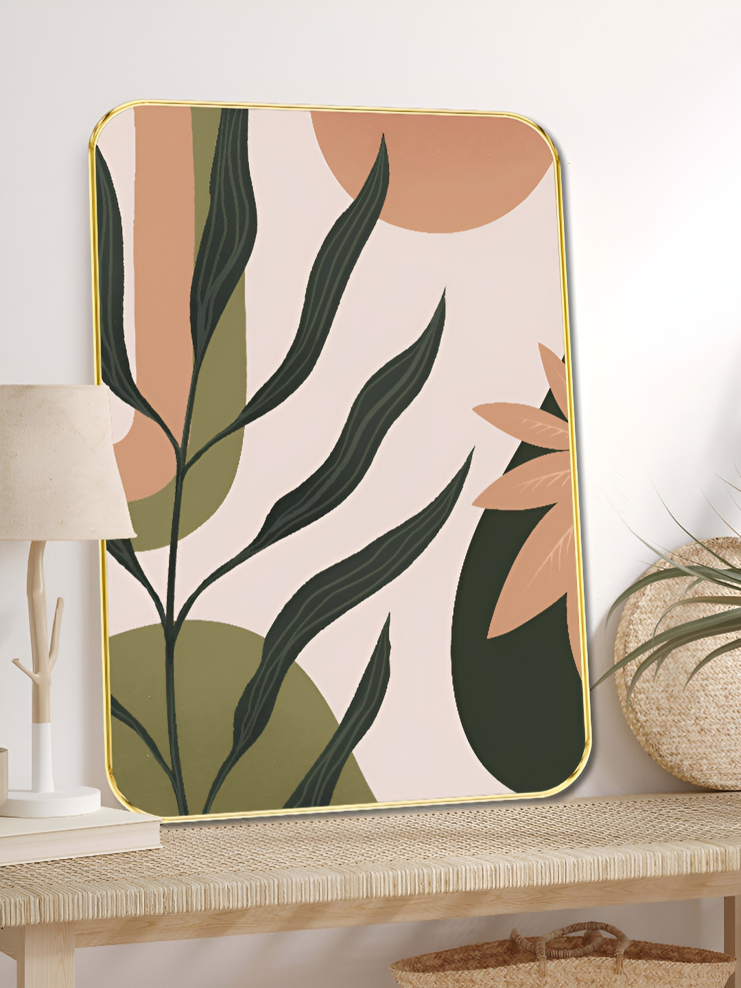 Livin'luxe Green & Brown Modern Abstract Botanical Wall
