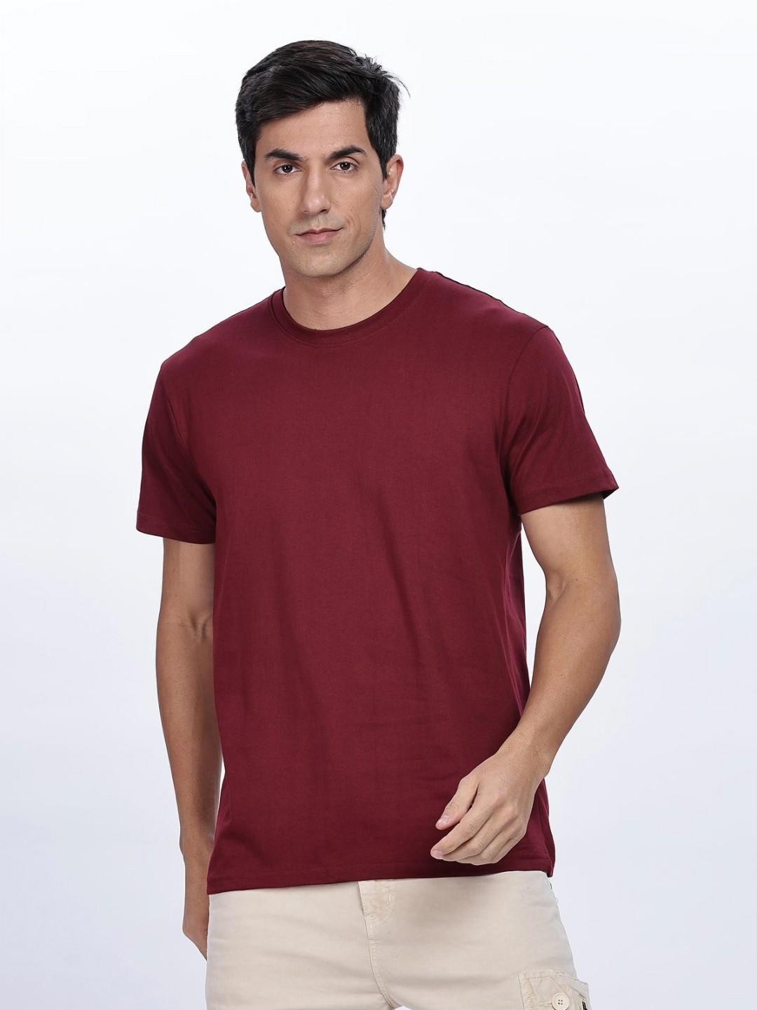 THREE DAYS Round Neck Cotton Regular Fit T-shirt