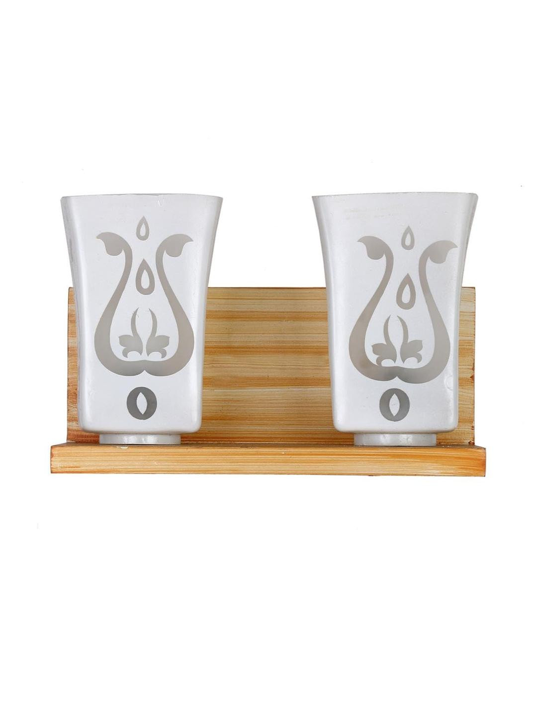 Somil Premium Designer Glass Wall / Night Lamp  Elegant & Stylish Dcor Accent for Modern Interiors, Color- White, Size:- 32 X 22 X 29 CM