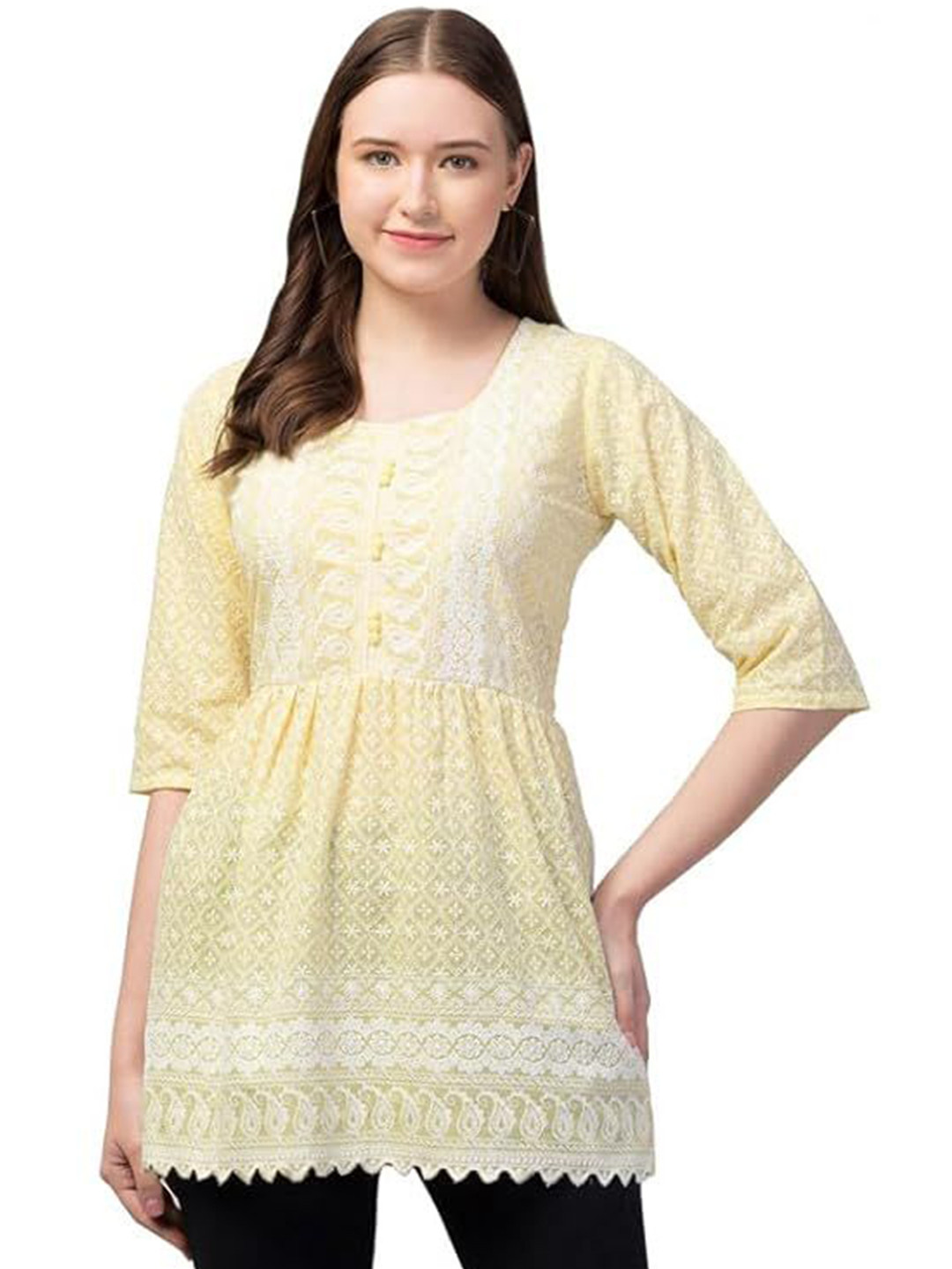 ERUDITE CLUB Women Embroidered Pure Cotton A-Line Kurti