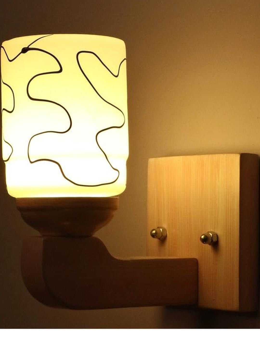 Somil Premium Designer Glass Wall / Night Lamp  Elegant & Stylish Dcor Accent for Modern Interiors, Color- Black, White, Size:- 18 X 23 X 19.5 CM