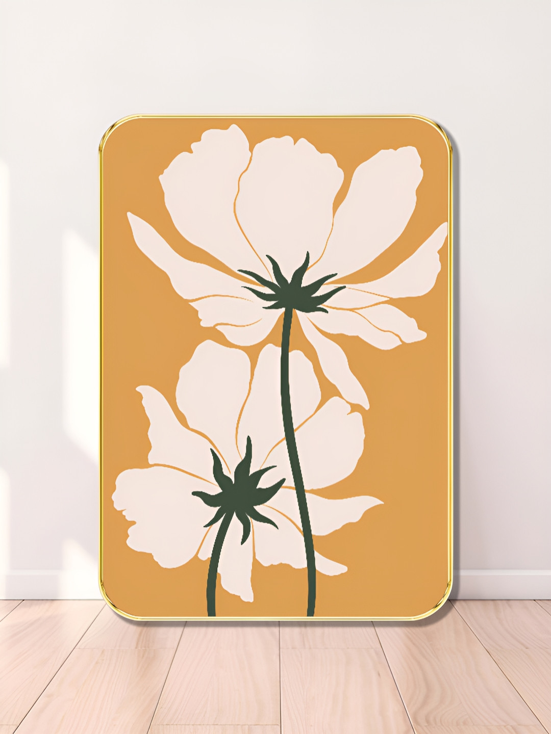 Livin'luxe White & Green Minimalist Floral Wall Art