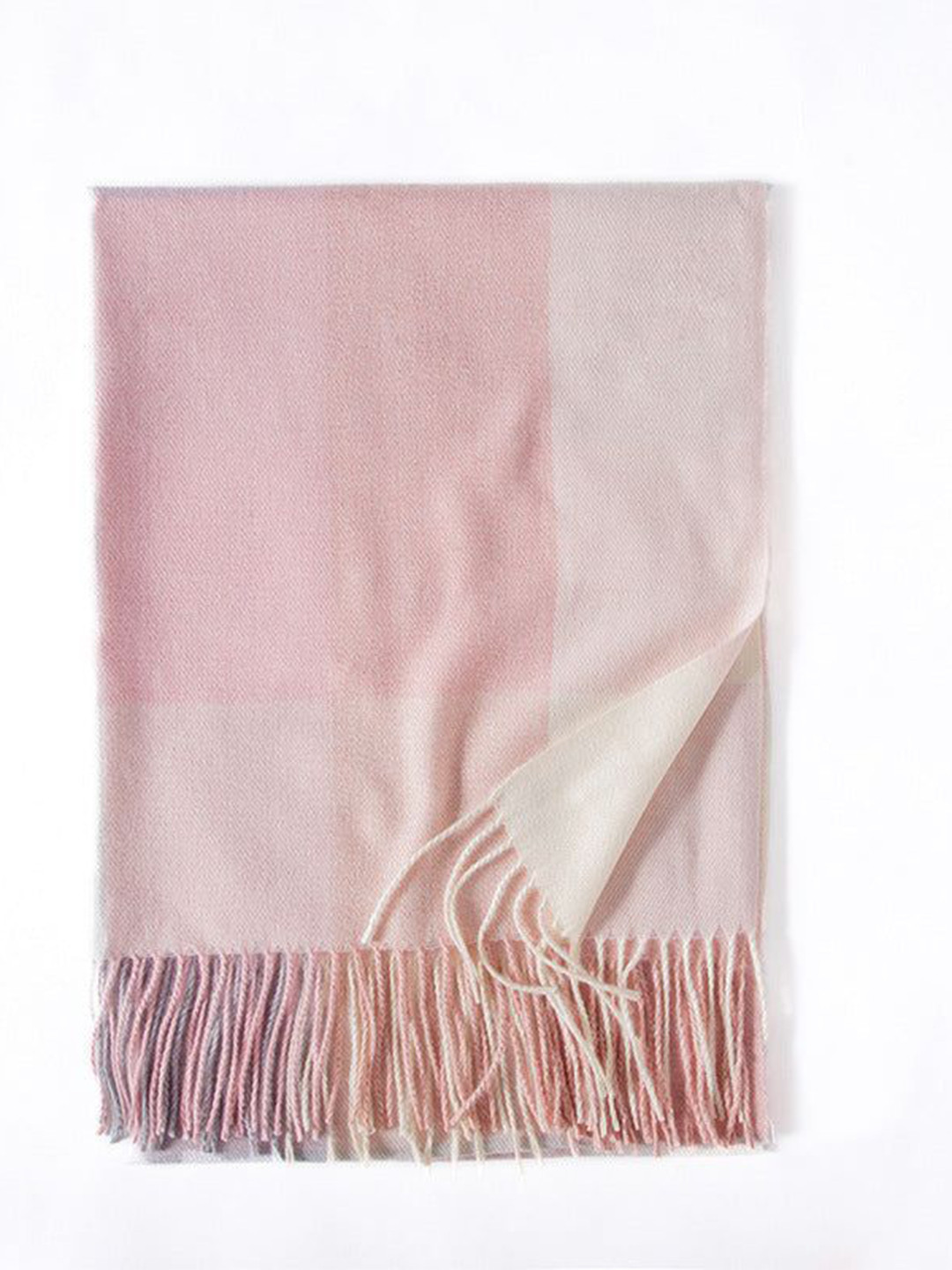 QUECY Women Colour-Blocked Fringed Stole