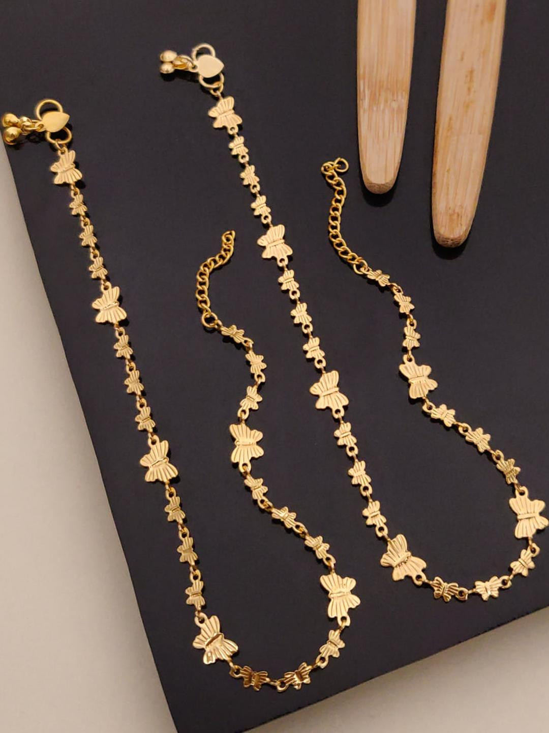 VESTURE KNOT Women Gold-Plated Butterfly Chain Anklet