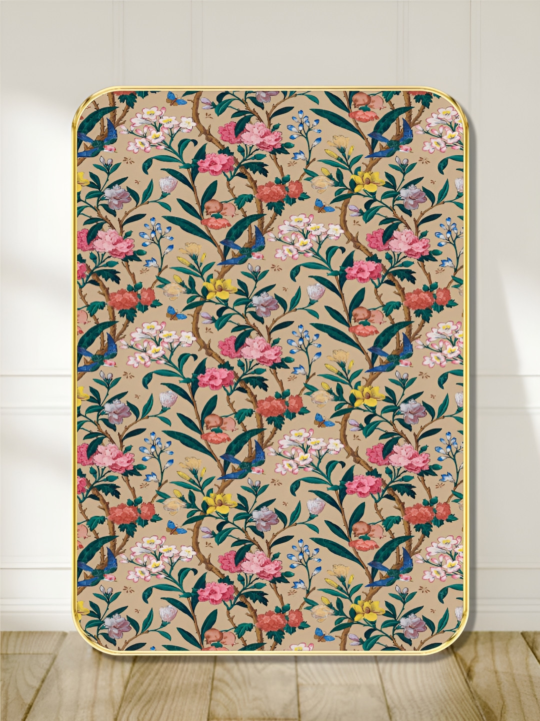 Livin'luxe Green & Pink Floral Chinoiserie Wall Art