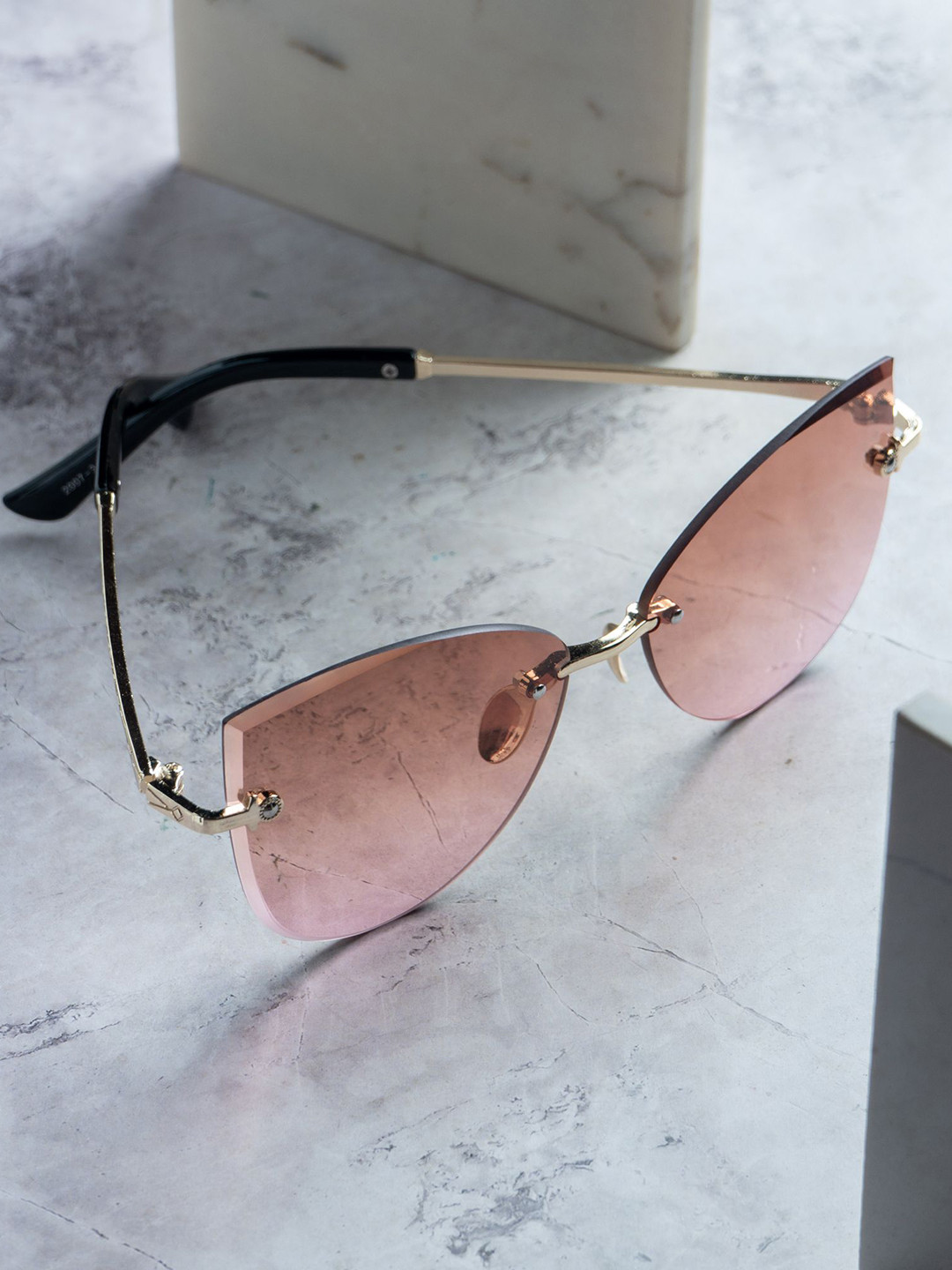 Leeway Women Gold-Toned Cateye Sunglasses with UV Protected Lens LW-2007-3-PINK