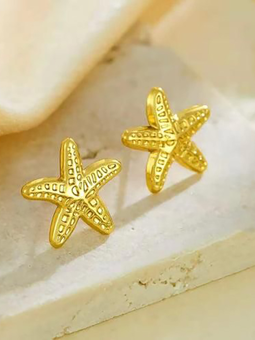 DressBerry Stainless Steel 18K Gold-Plated Star Shaped Studs