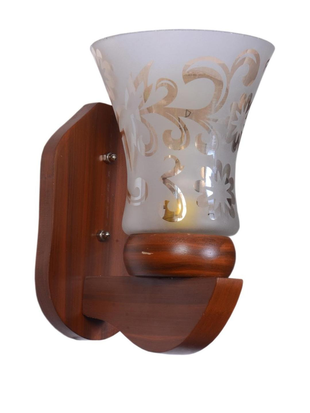 Somil Premium Designer Glass Wall / Night Lamp  Elegant & Stylish Dcor Accent for Modern Interiors, color- Golden, White, Size, 22 X 27 X 33 CM