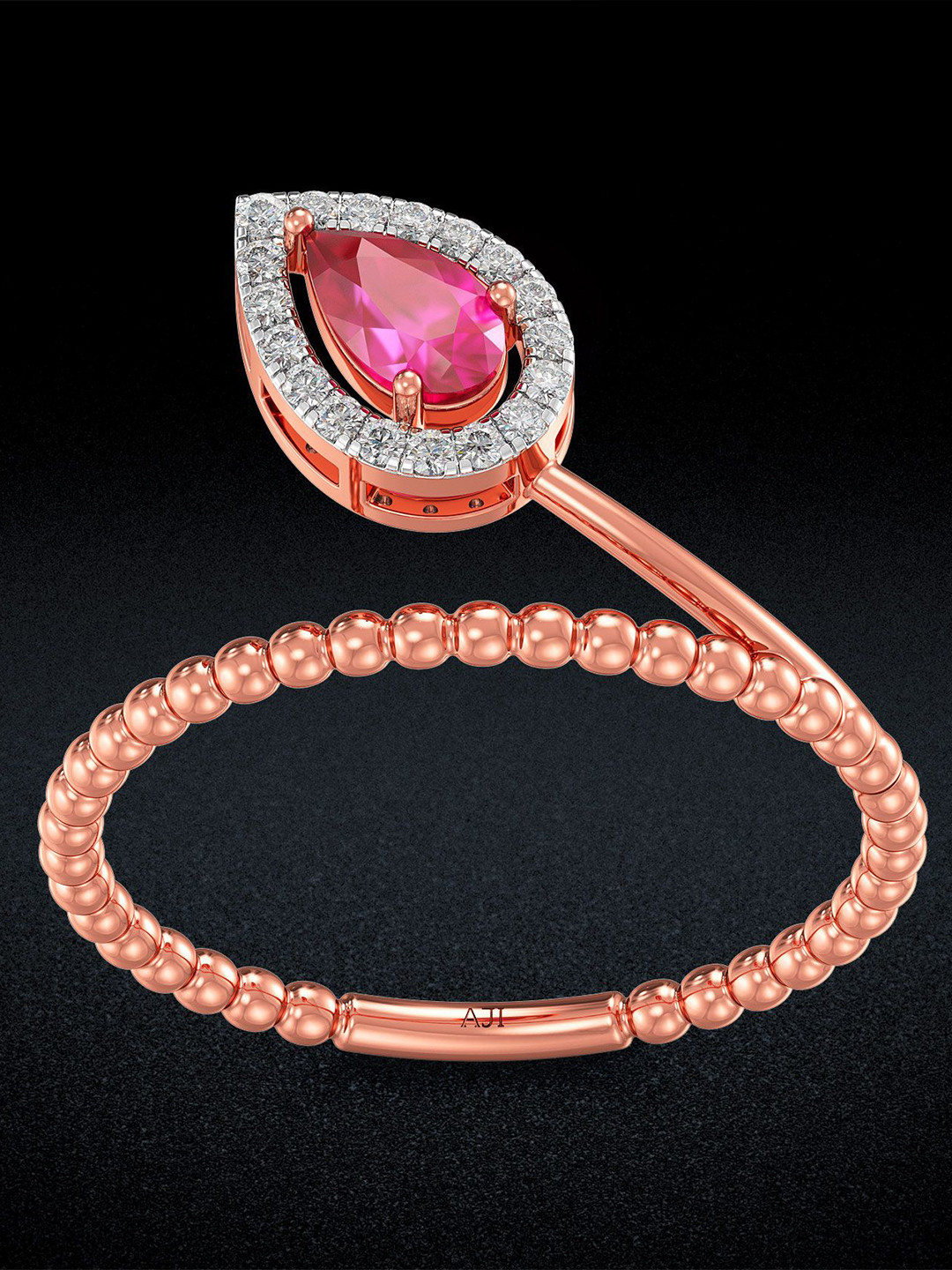 Joyalukkas Ruby Leaf Elegance Diamond Ring