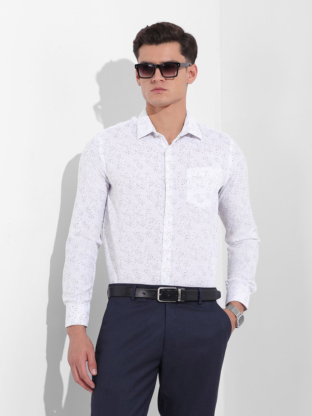 The Indian Garage Co. X Luxe Micro Ditsy Printed Slim Fit Formal Shirt
