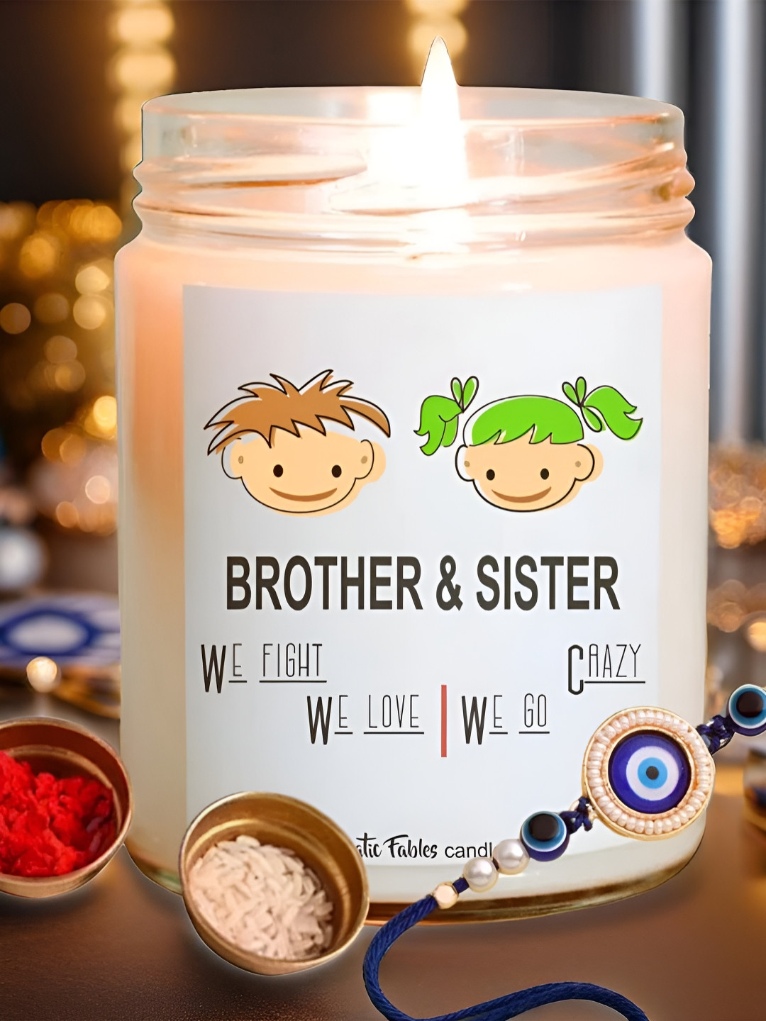 Aromatic Fables Pineapple Scented Candle Tilak & Elegant Rakhi Gift Set