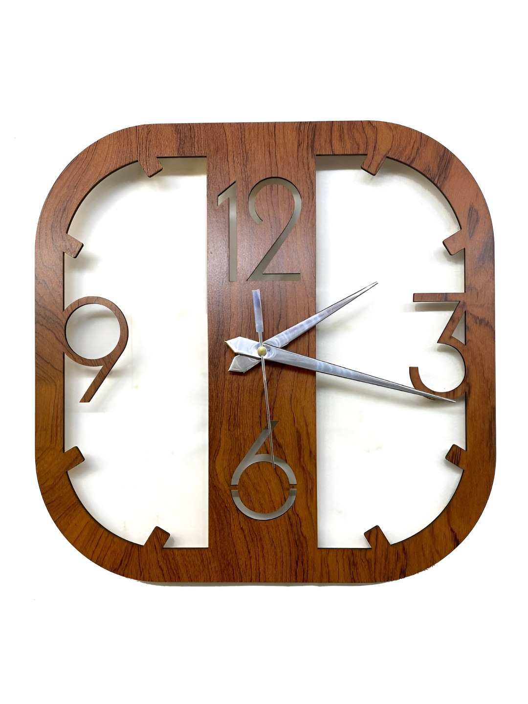 VAH Kya Bat Hai !! Brown Textured Wooden Square Wall Clock