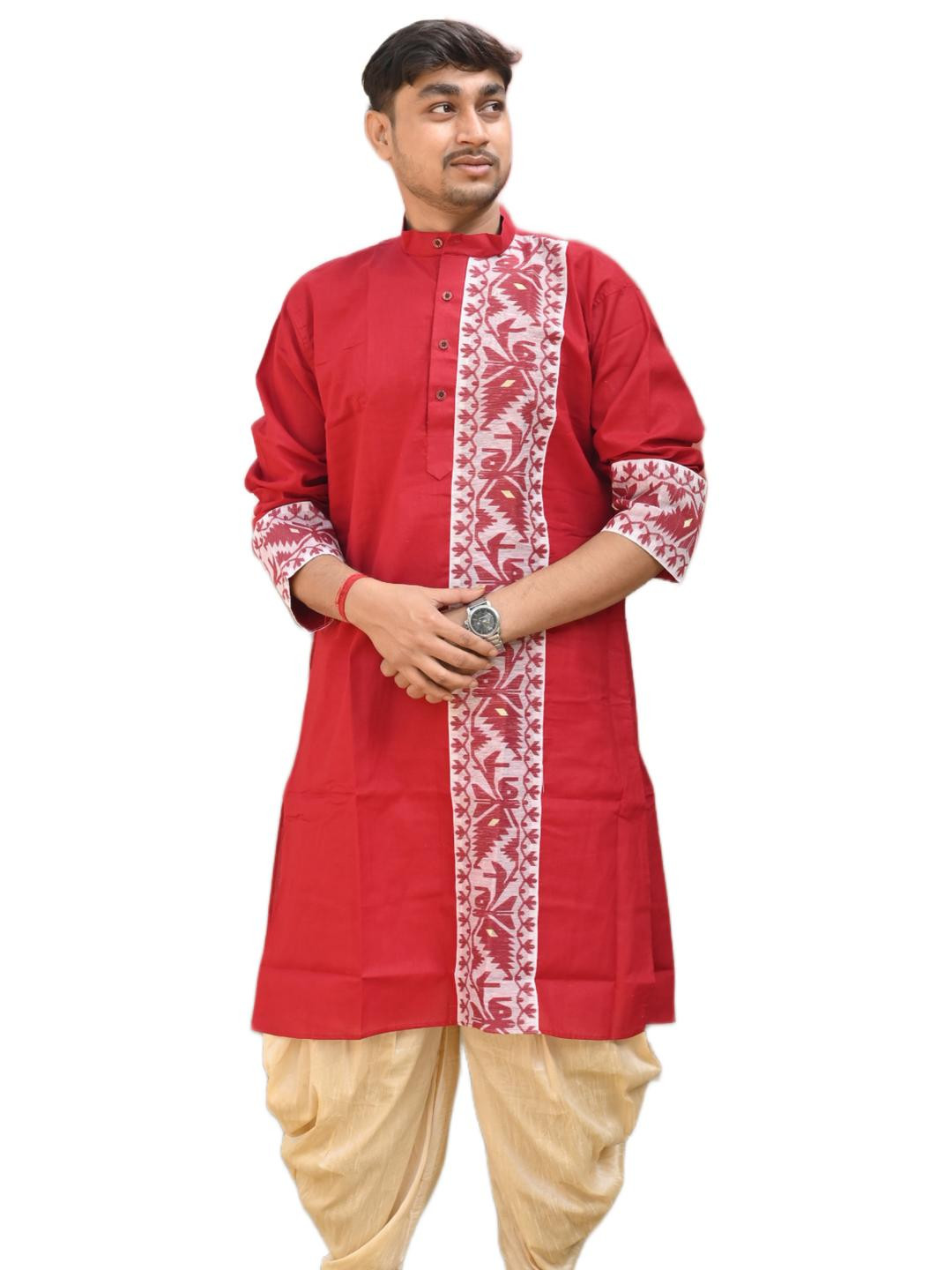 AMIT ONLINE Men Embroidered Pure Cotton Straight Kurta