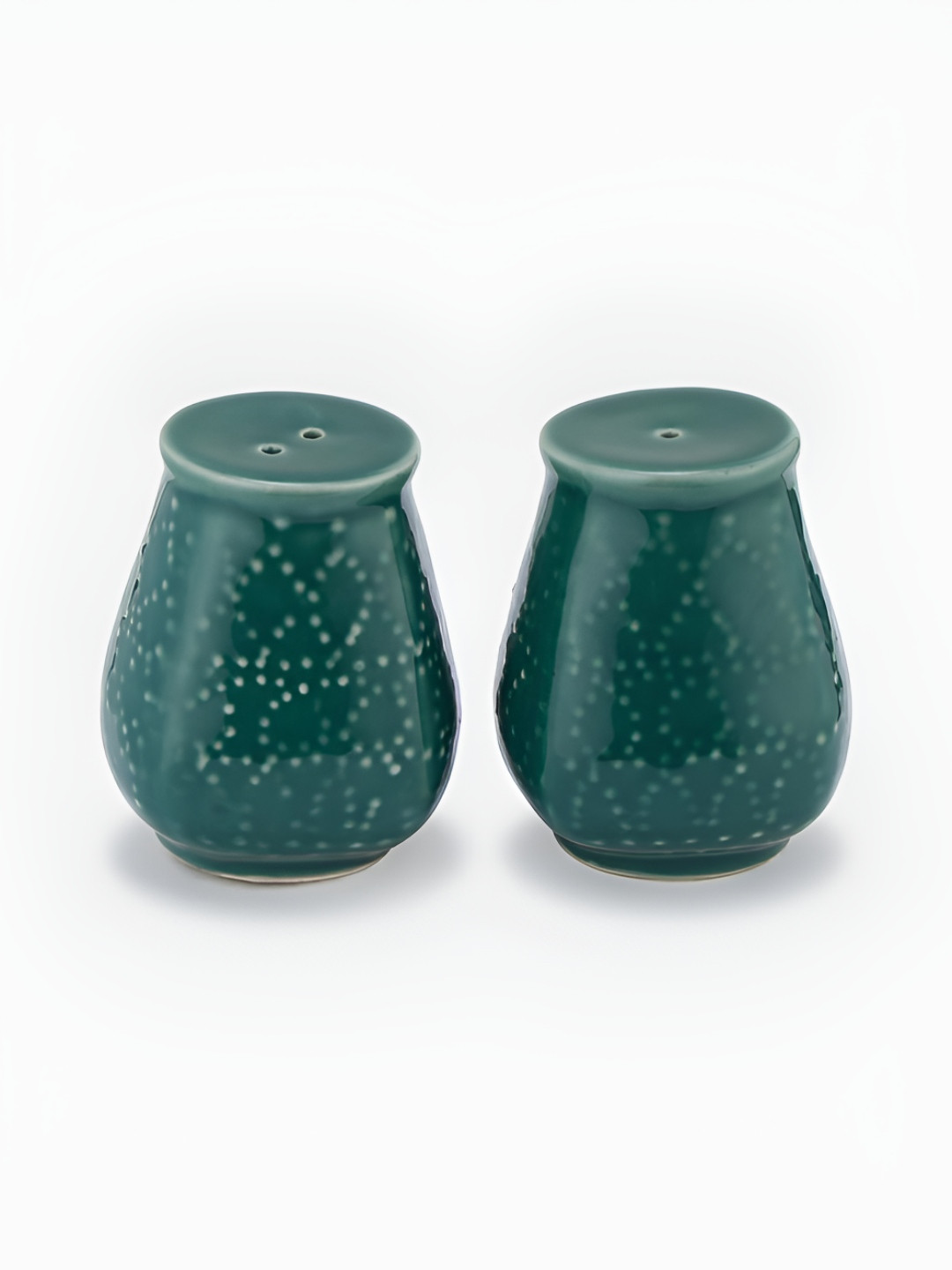 Fabindia Nafisa Teal 2 Pieces Ceramic Salt And Pepper Shakers