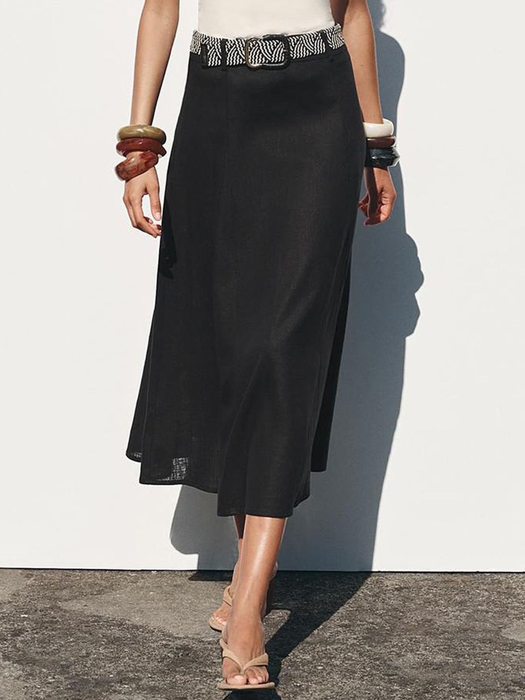 LULU & SKY Midi Skirt With Belted Waist Skirt