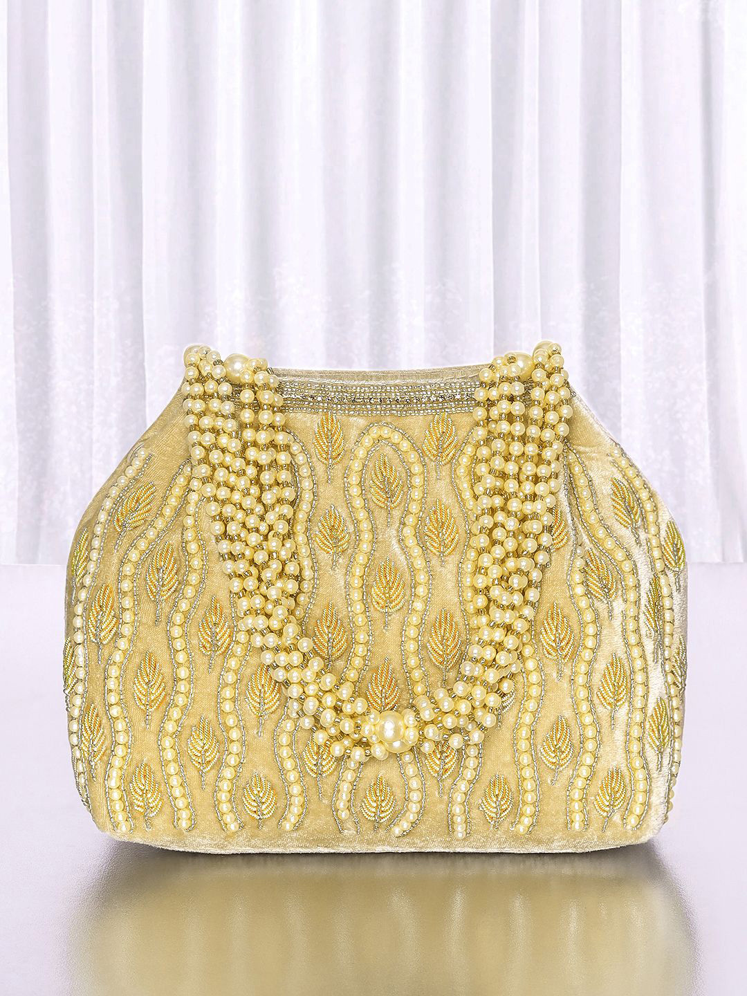 Peora Embellished Beads & Stones Potli Bag