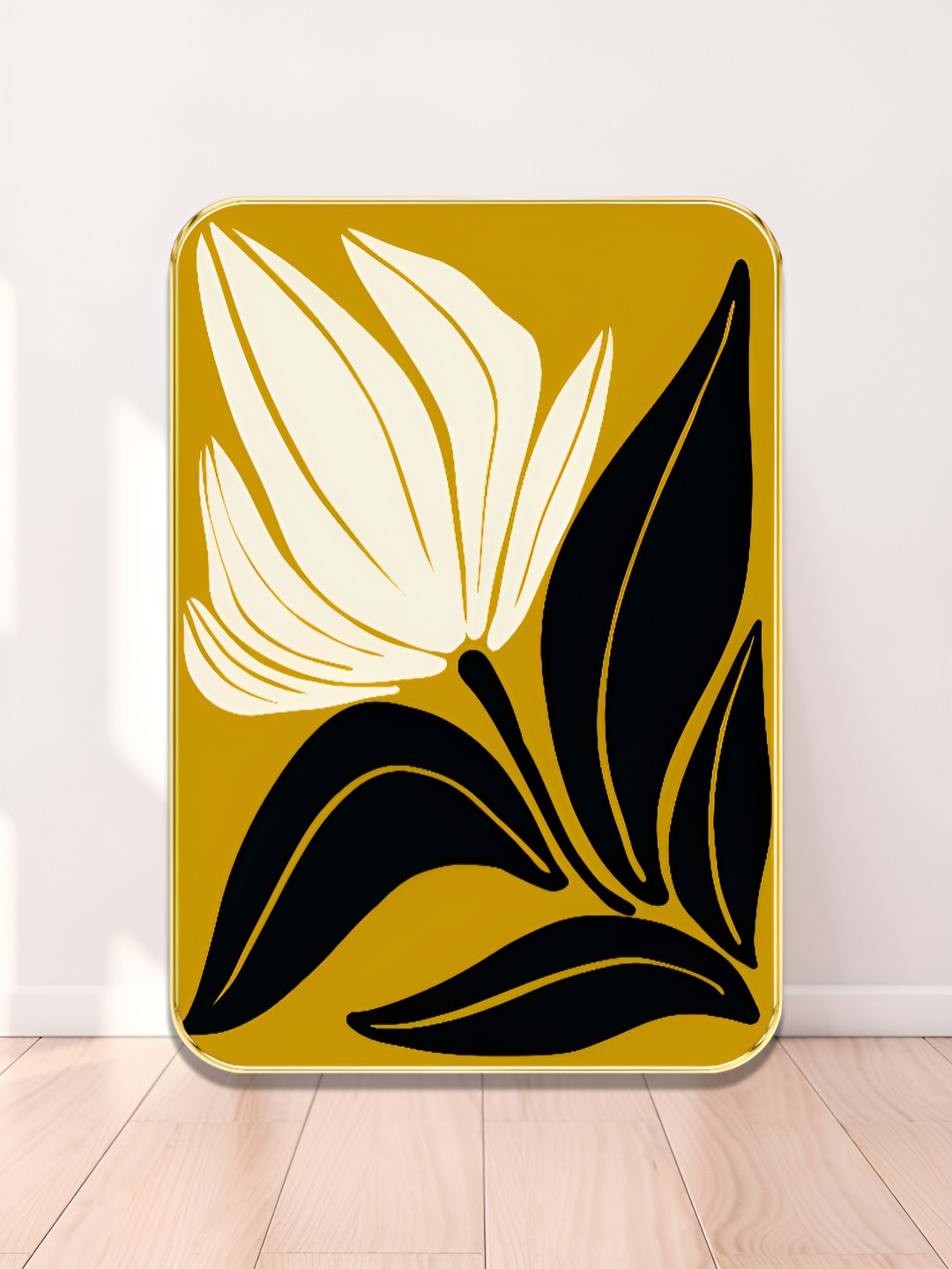 Livin'luxe White & Black Modern Abstract Flower Rectangle Wall Art