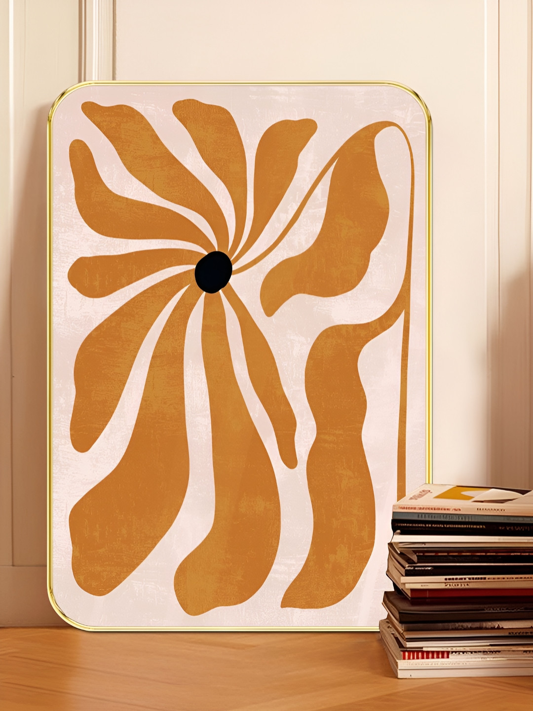 Livin'luxe Brown & Black Modern Abstract Floral Wall Art