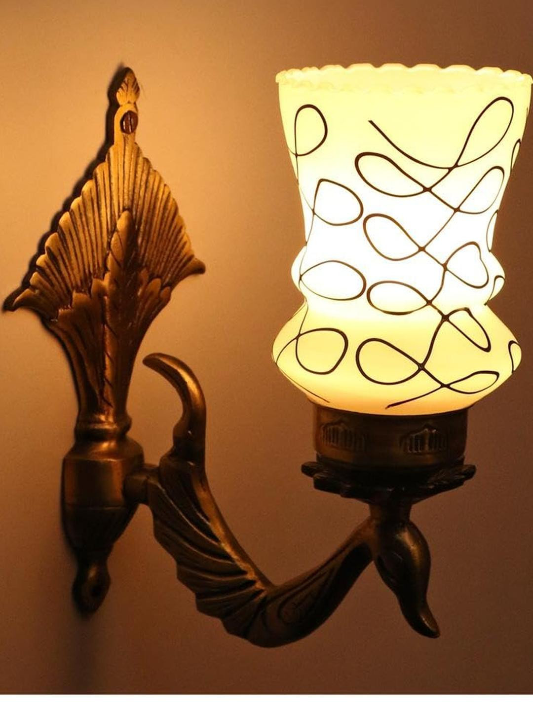 Somil Premium Designer Glass Wall / Night Lamp  Elegant & Stylish Dcor Accent for Modern Interiors, Color- Black, White, Size:- 22 X 27 X 32.5 CM