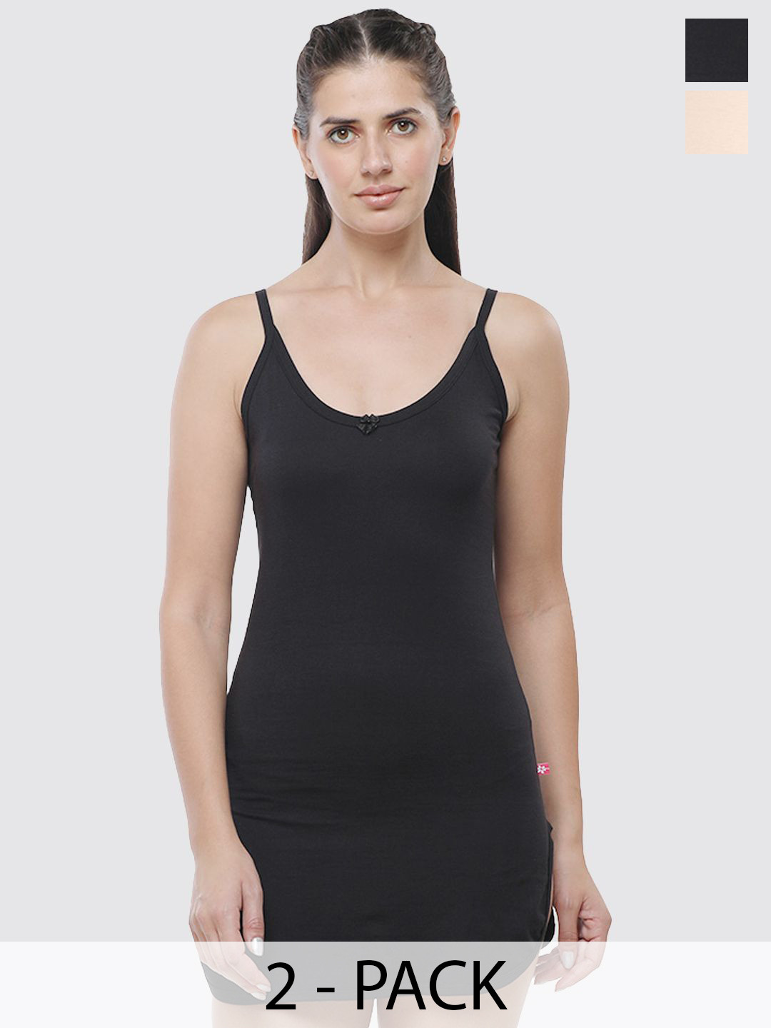 Daisy Dee Pack of 2 Cotton Non-Padded Long Line Side Slits Slips