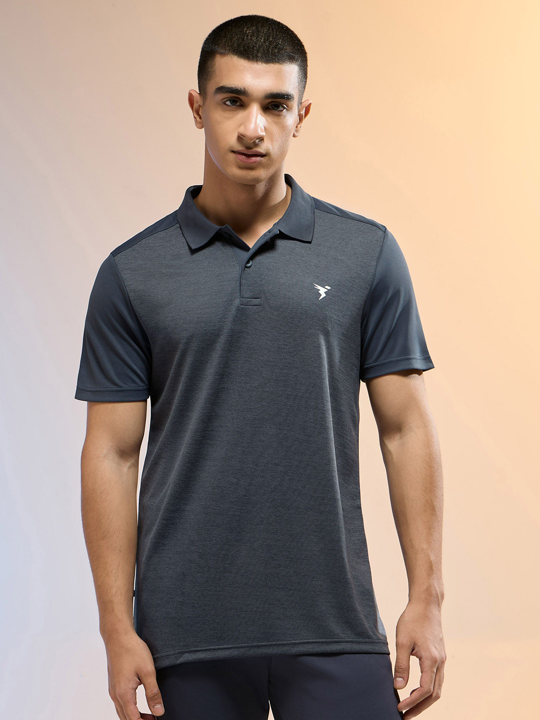 Technosport Men Anti Static Conversational Solid Polo Collar Slim Fit T-shirt