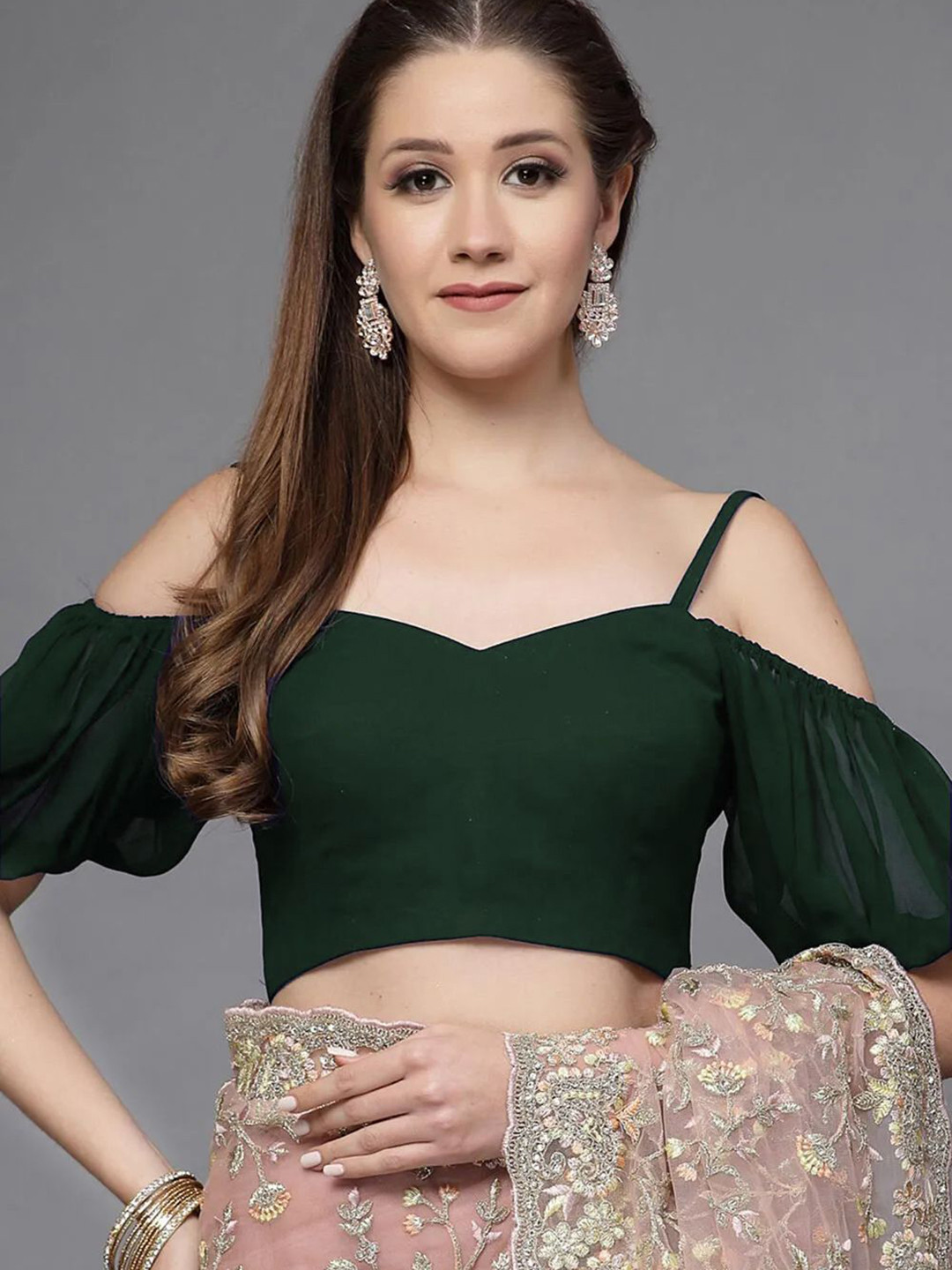 Utsav Fashion Off Shoulder Sweet Heart Neck Saree Blouse