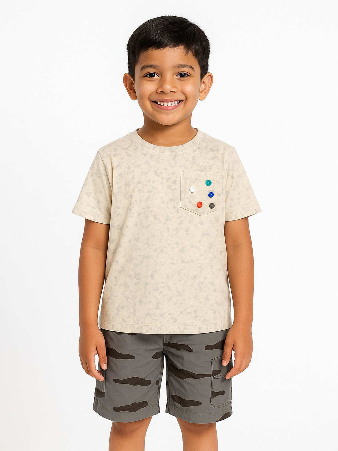 POP STREET KIDS Boys Abstract Printed T-shirt With Shorts