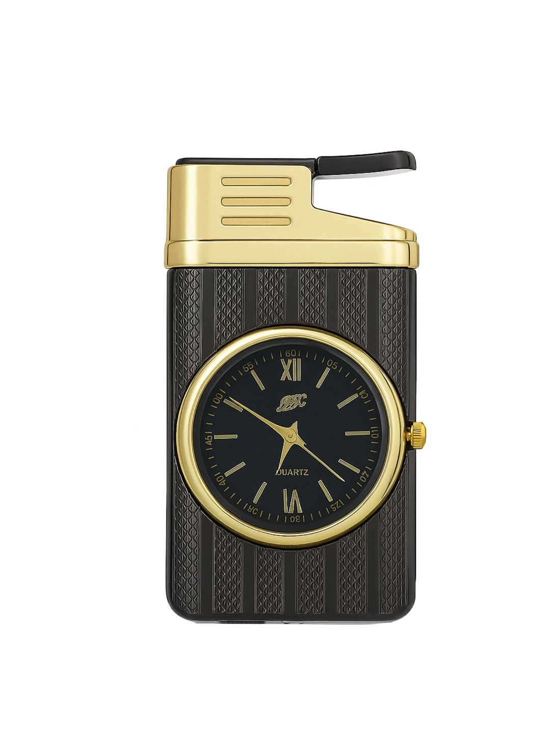 ALA FLAME Textured Compact Pocket Lighter With Built-in Quartz Watch