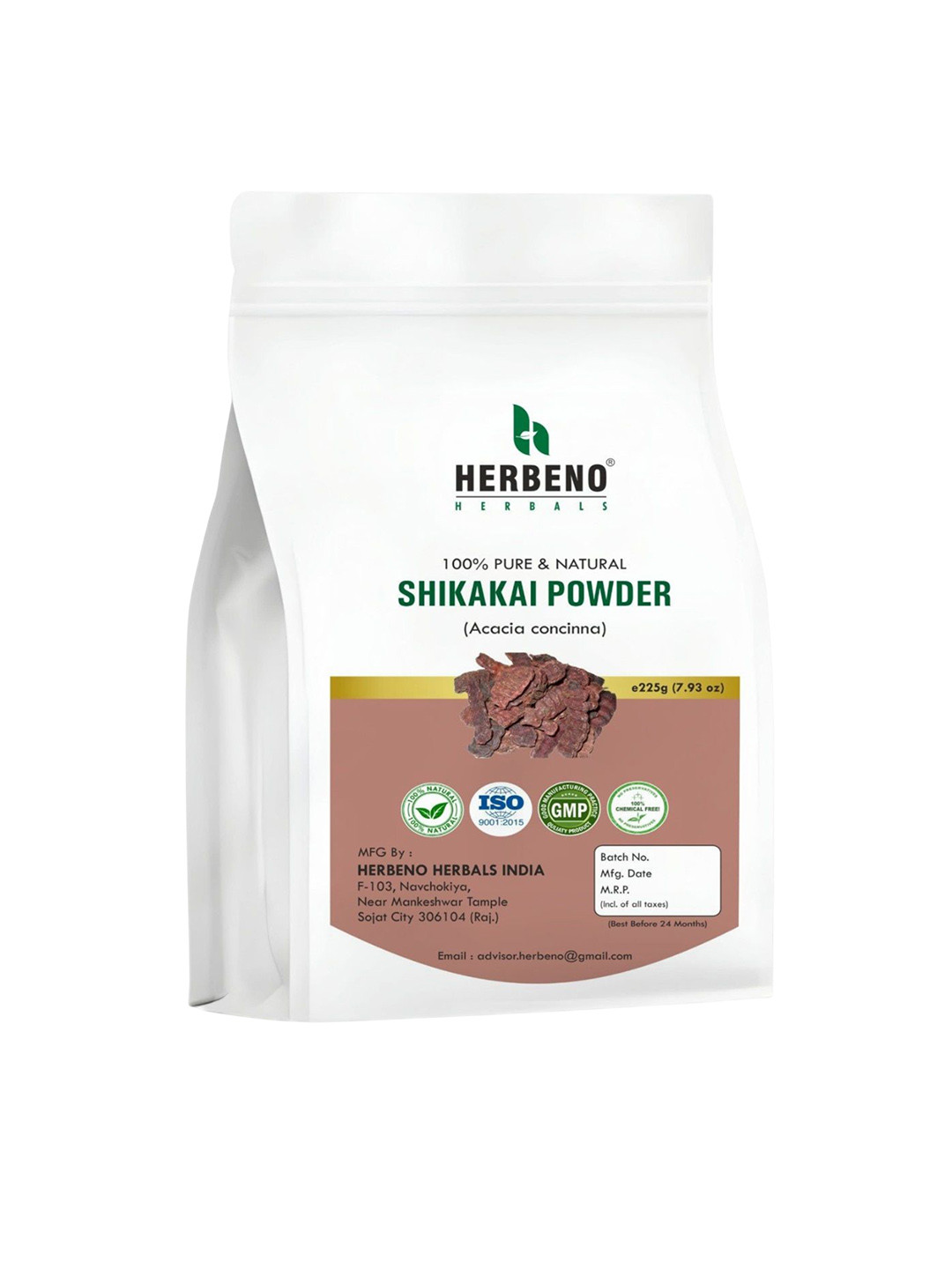 HERBENO Natural Shikakai Powder For Hair Growth - 225 g