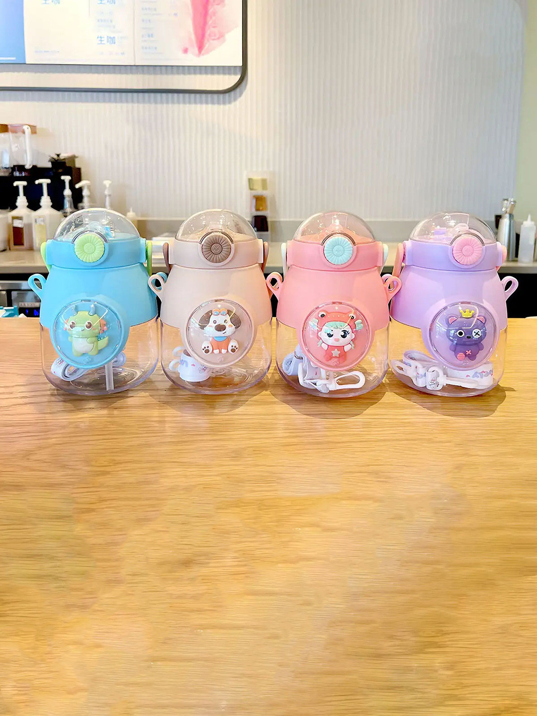 Kritiu Kids Lavender & Pink Cute Patch Sipper Water Bottle - 900 ml