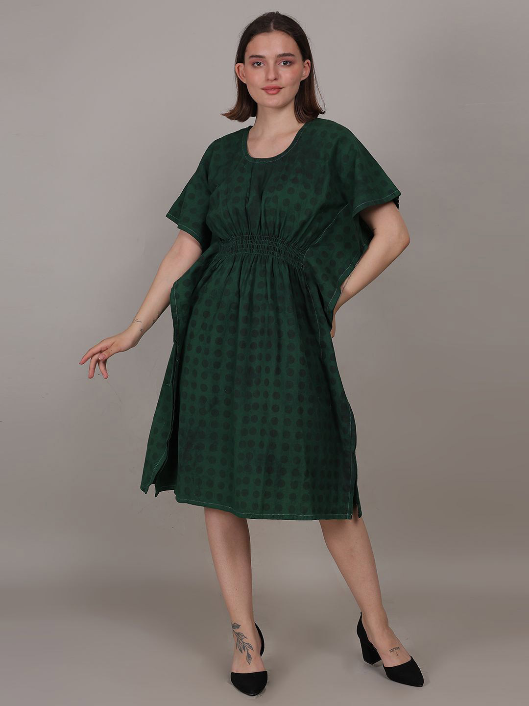 Flora & Fauna Women Half Sleeves Cotton Dress