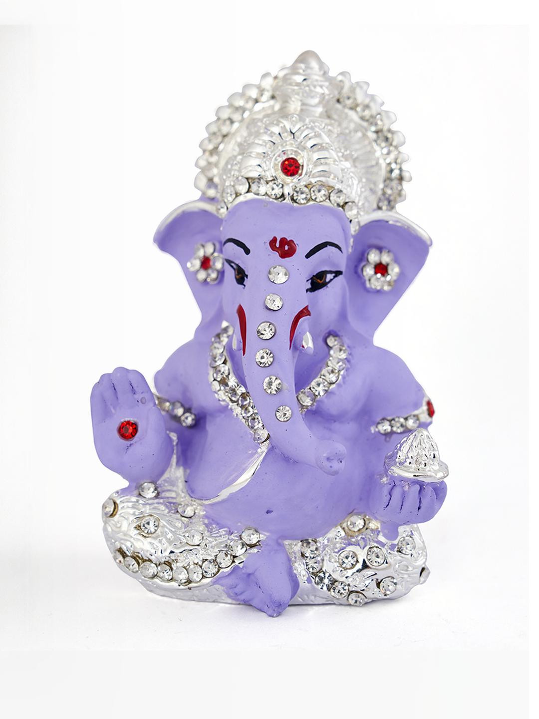 Kulin Resin Purple Ganesh Idol with Silver Crown