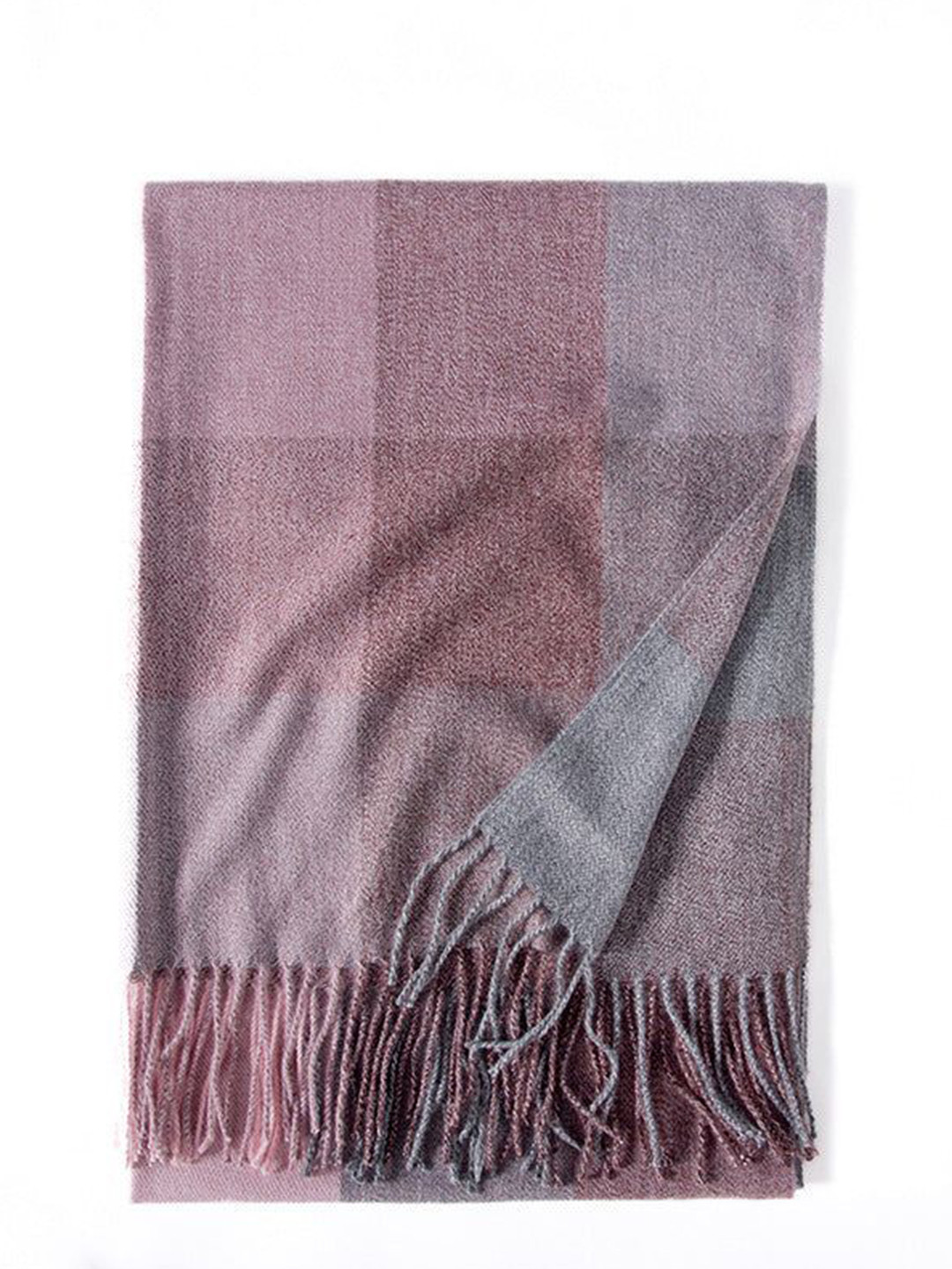 QUECY Checked Stole With Tasselled