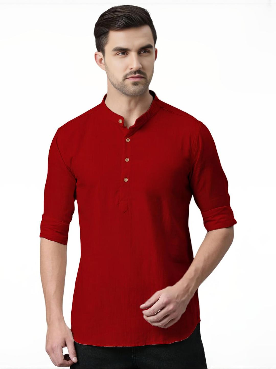 BHUVIKOO Men Red Kurtas