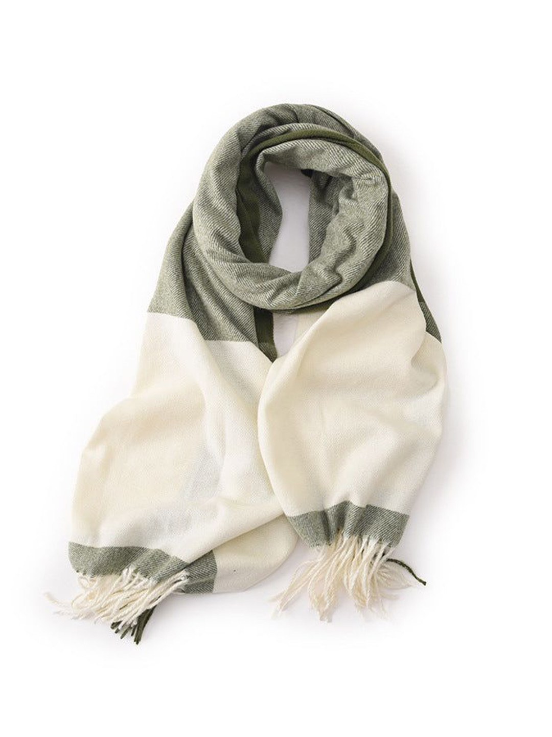 QUECY Women Colourblocked Rectangle Stole with Tasselled Border