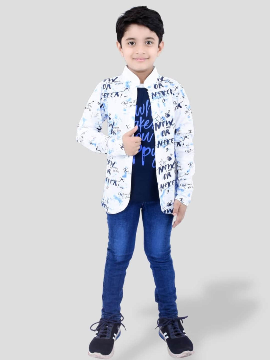 Jam & Sugar Boys Printed Mandarin Collar T-shirt
