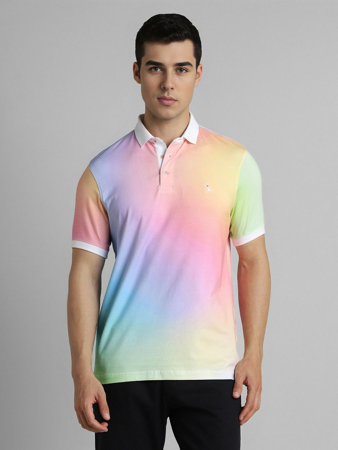 SIMON CARTER LONDON Men Self Design Polo Collar Slim Fit Cotton T-Shirt