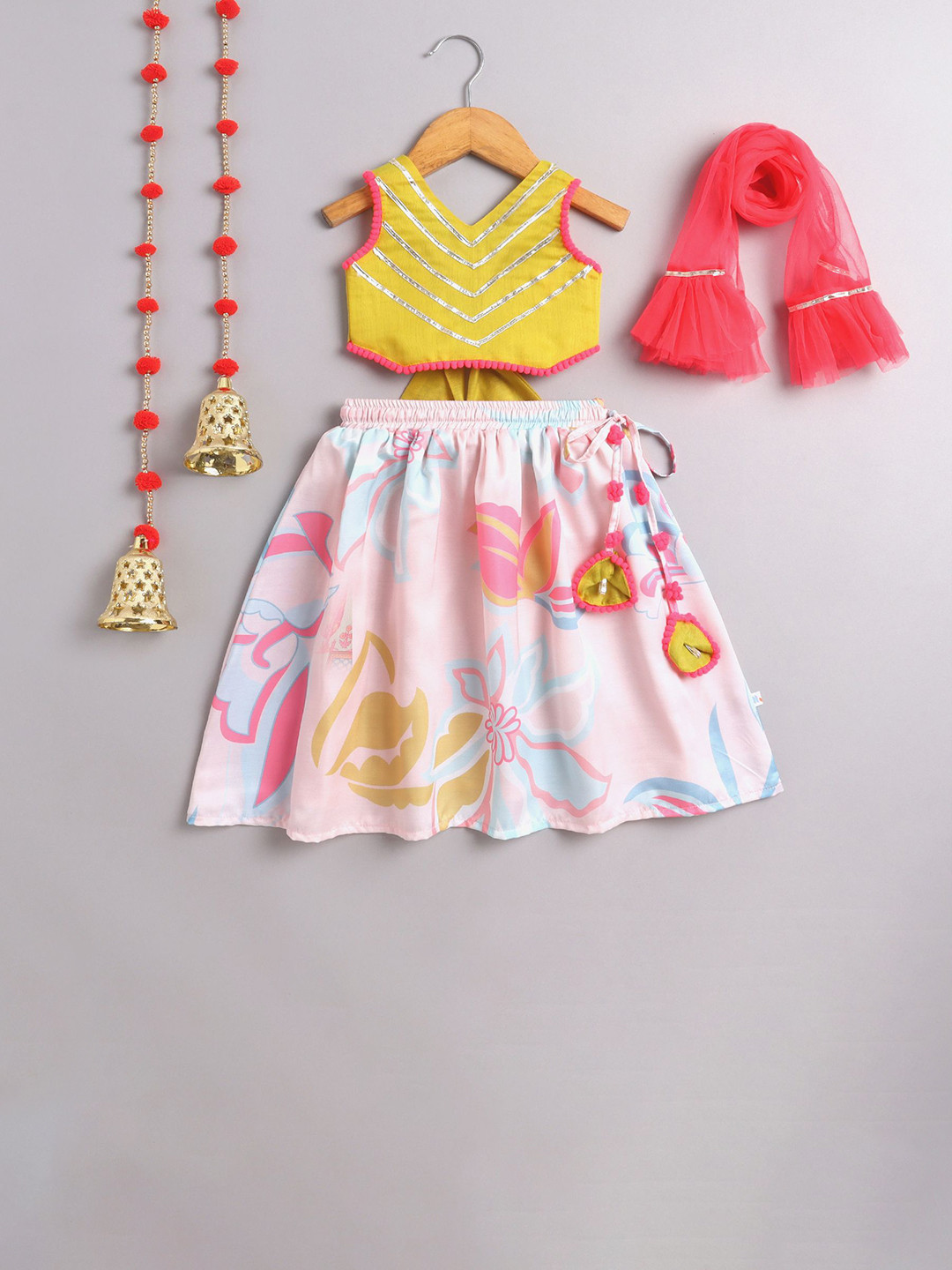 MANY FROCKS & Girls Embroidered Gotta Patti Ready to Wear Lehenga Blouse With Dupatta