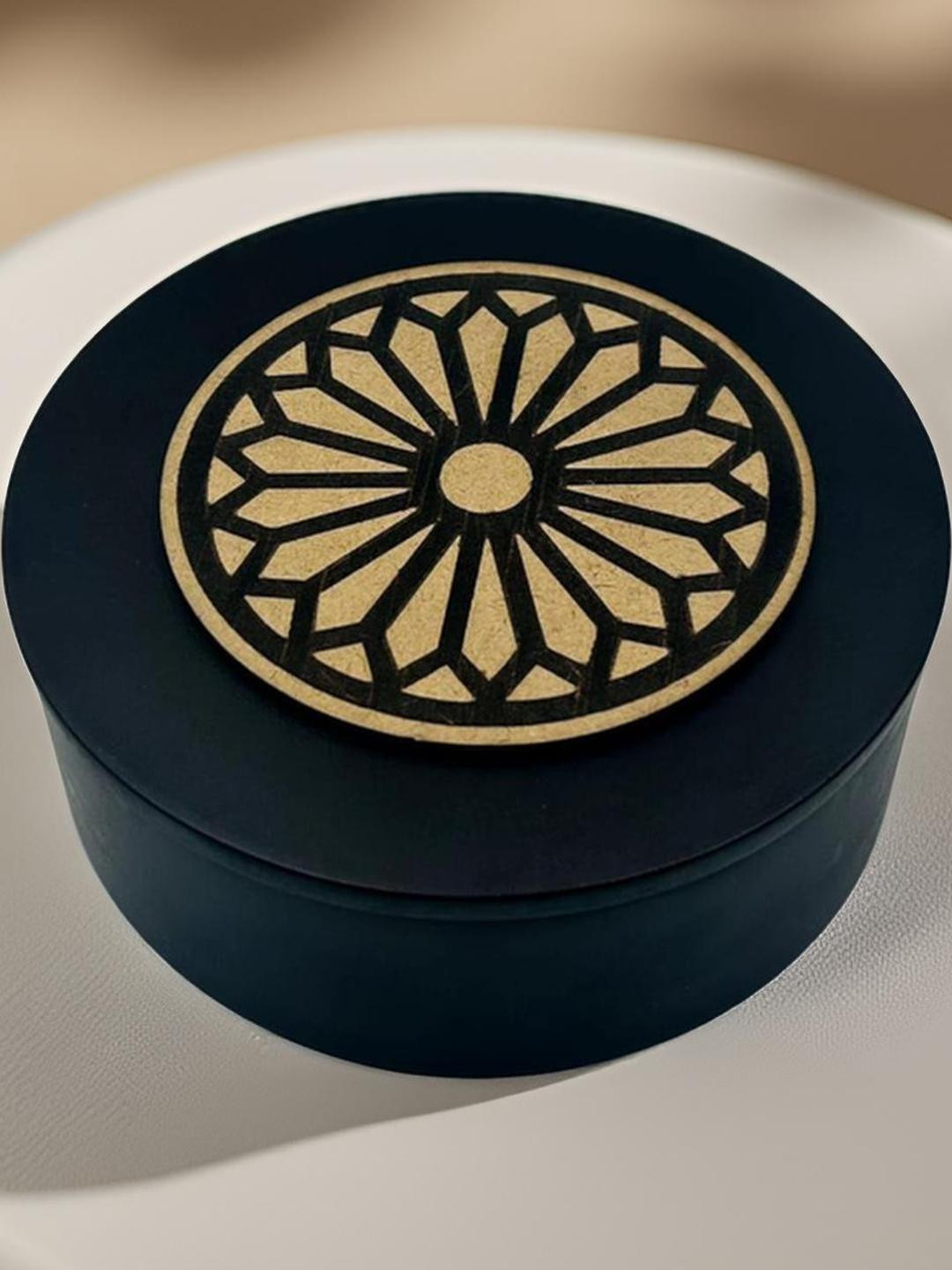 Angira handicrafts Round Shape Decorative Wooden Storage Box