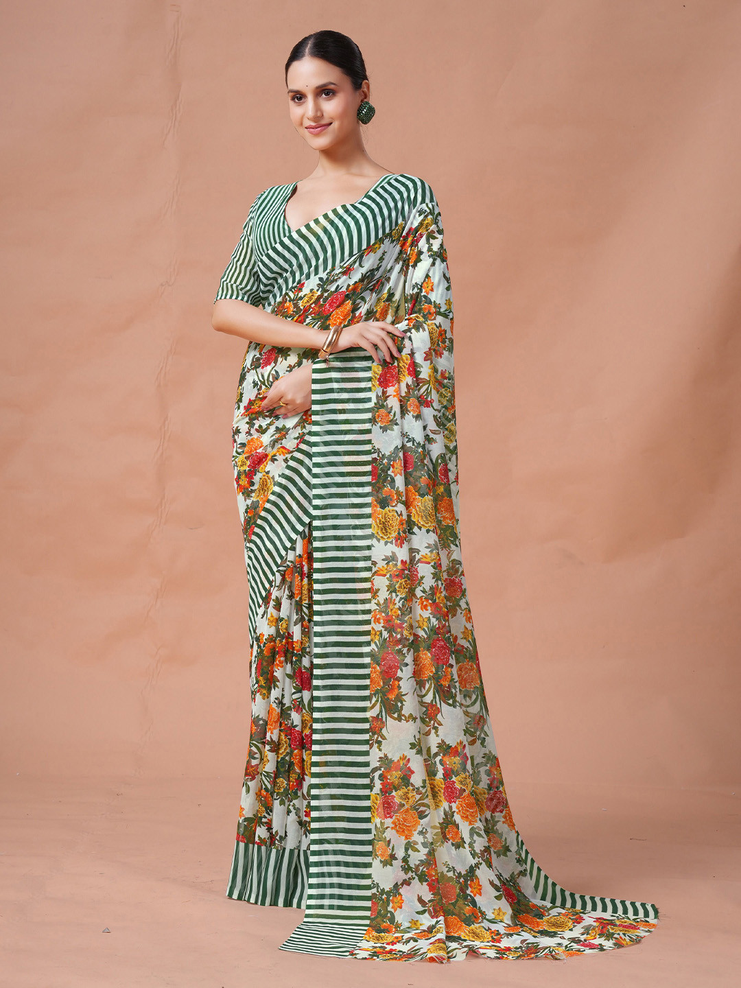 Garden Vareli Floral Printed Pure Georgette Saree