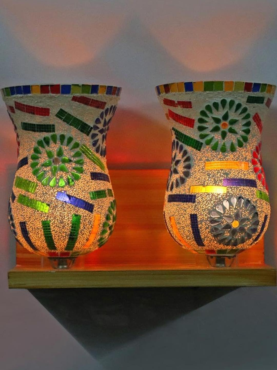 Somil Premium Designer Glass Wall / Night Lamp  Elegant & Stylish Dcor Accent for Modern Interiors, Color- MultiColor- Size:- 34.5 X 24.5 X 31.5 CM