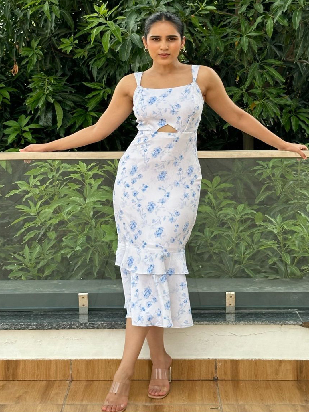 Myclo Ruby Women Floral Printed Shoulder Straps Bodycon Dress