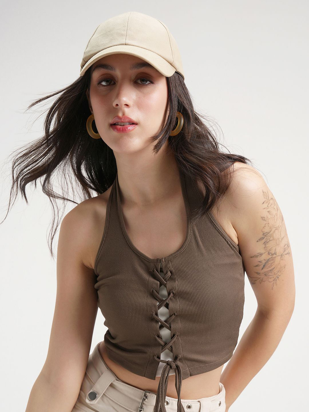 Street By Tokyo Talkies Women Halter Neck Crop Top