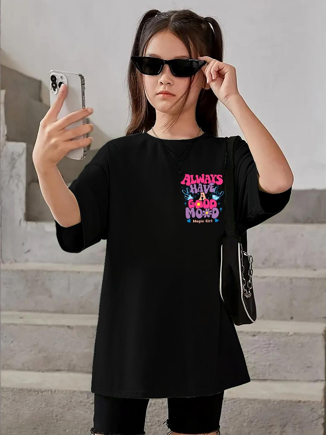 KEESOR Girls Black Tshirts