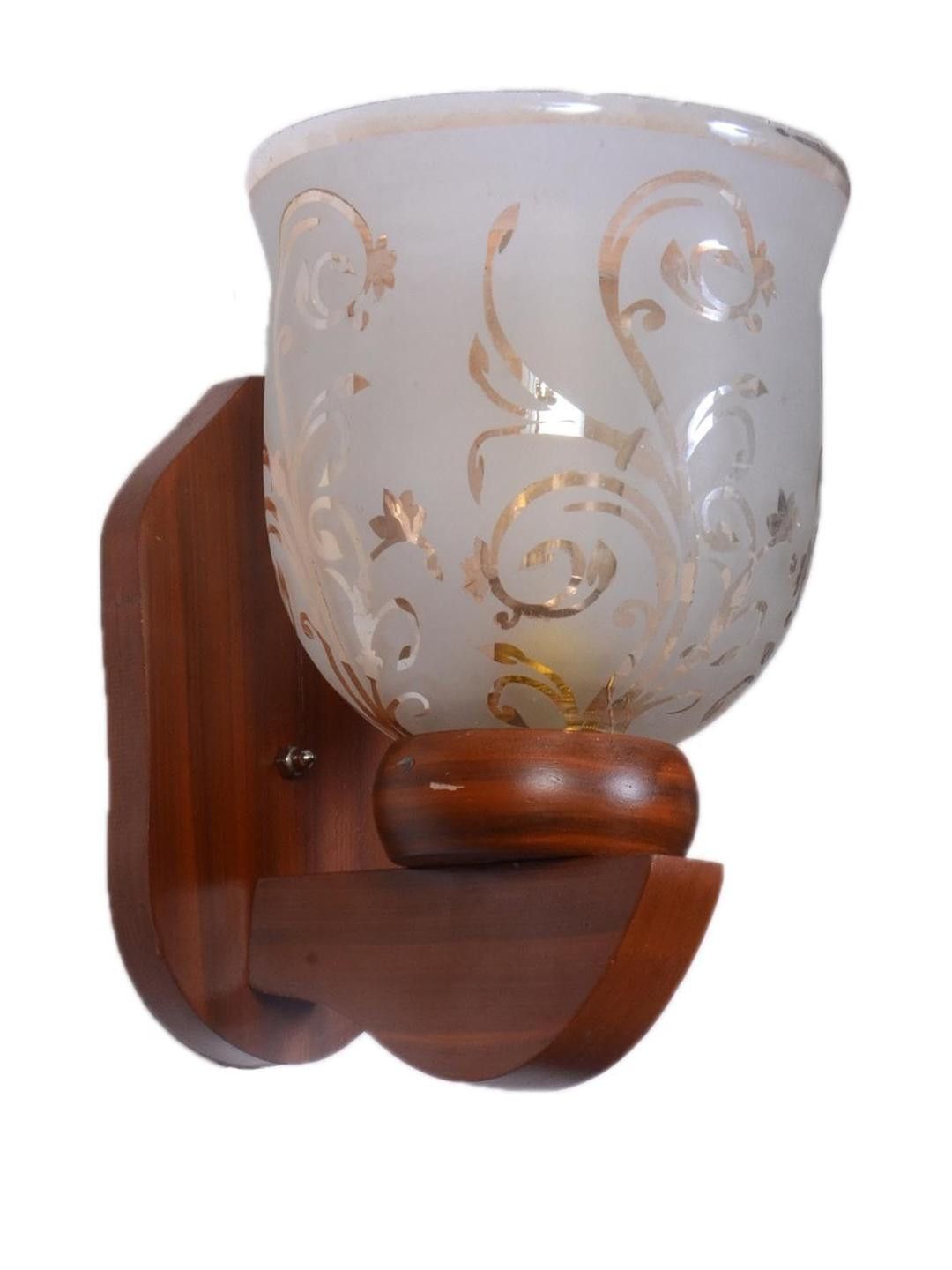 Somil Premium Designer Glass Wall / Night Lamp  Elegant & Stylish Dcor Accent for Modern Interiors, color- Golden, White, Size, 17 X 17 X 12 CM