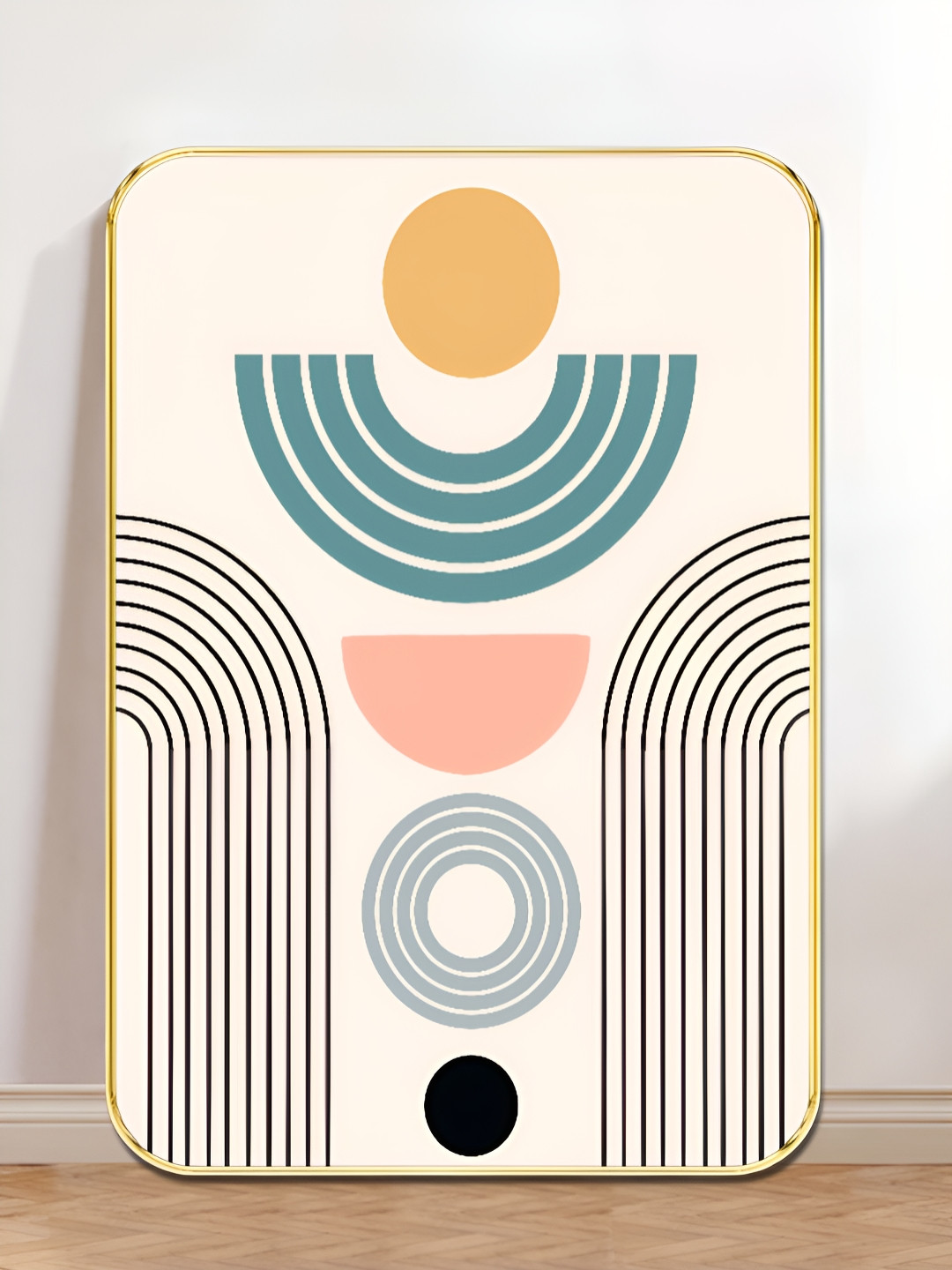 Livin'luxe Teal & Brown Modern Geometric Wall Art