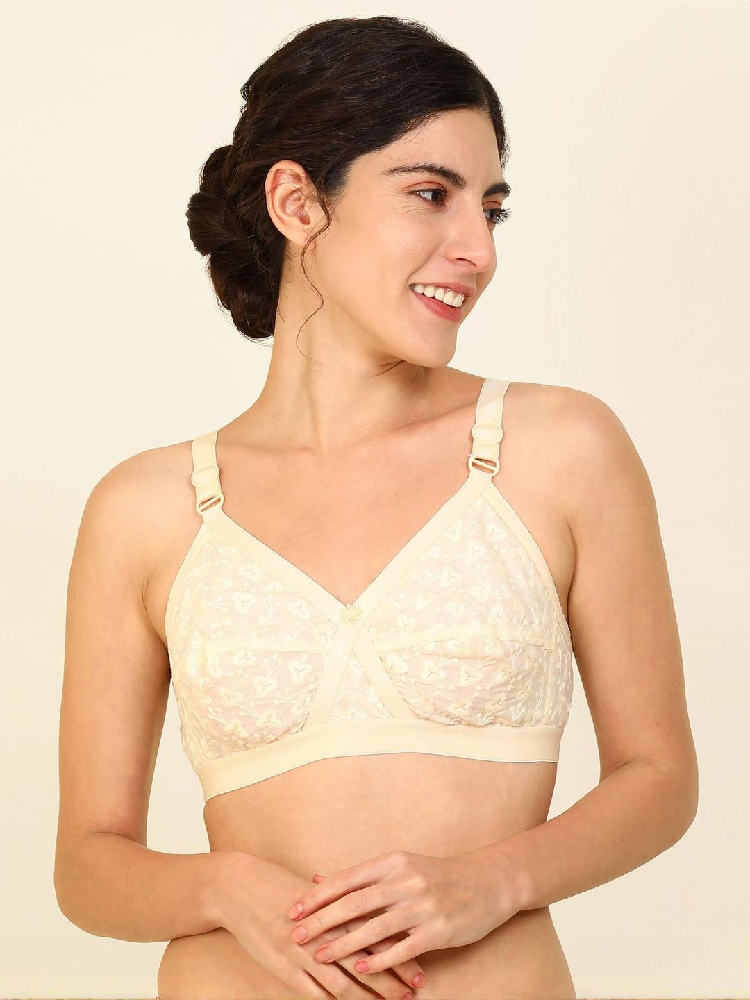 Samvar Beige Cotton Non-Wired Non Padded Minimizer Bra